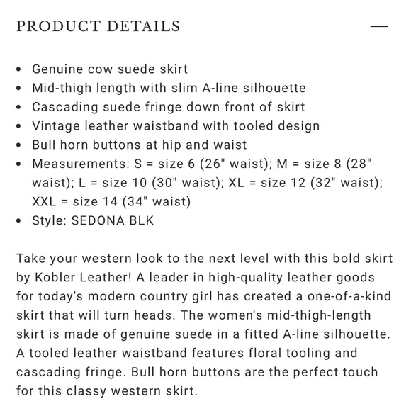 Kobler suede XL sz 12 skirt with fringe - Picture 7 of 7